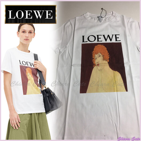 【19SS NEW】ロエベ Tシャツ コピー_women / T Shirts / ポートレイト ホワイトH6109900CR5