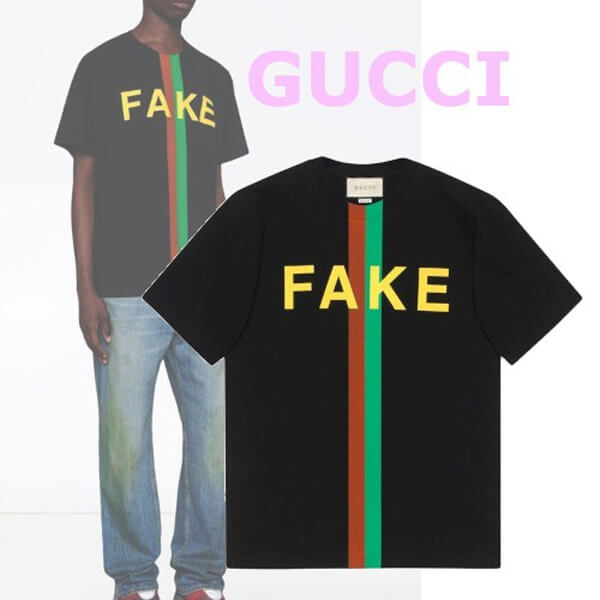 グッチ Tシャツ コピー グッチ FAKE NOT フェイクノット クルーネック 21031001