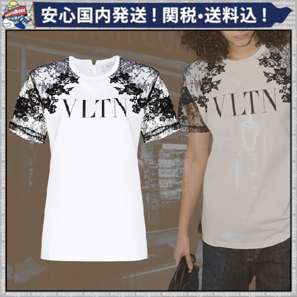 ヴァレンティノ *ヴァレンティノ* VLTN ロゴ レーススリーブ Ｔシャツスーパーコピー VB3MG11Y69UA01