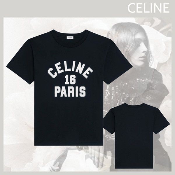 セリーヌ 16 PARIS ルーズTシャツ 偽物 コットン 2X16B671Q38AW