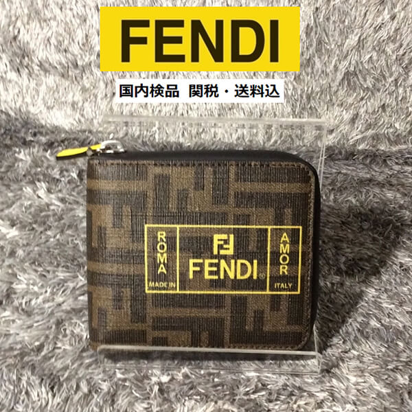 フェンディコピー(フェンディコピー)　FFロゴ ラウンドジップ折り財布1010123